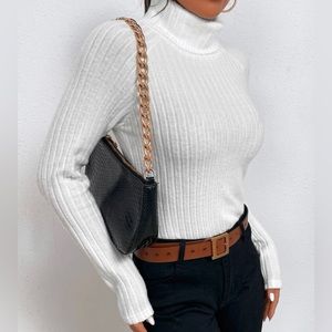 Funnel Neck Raglan Sleeve Rin-Knit Tee